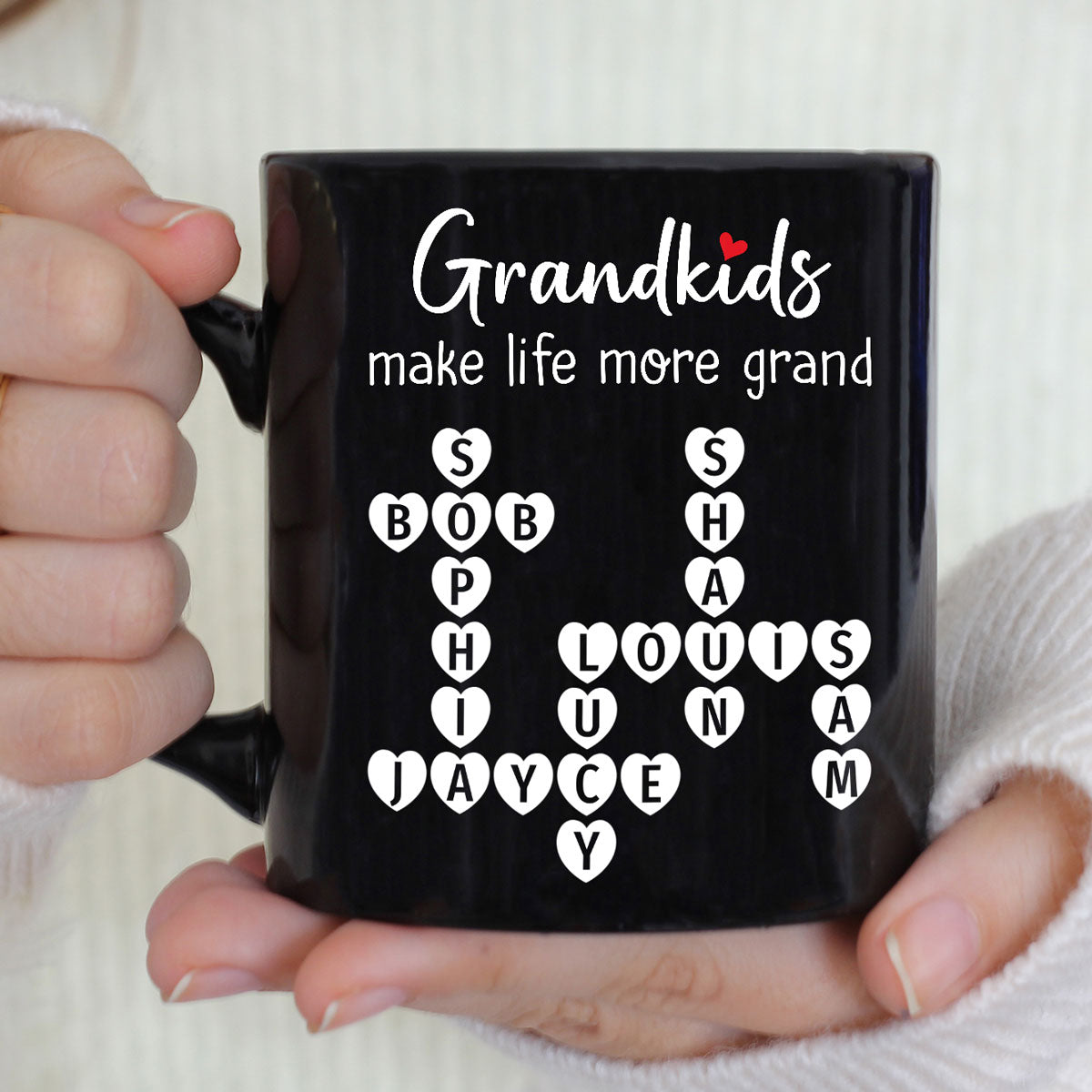 Grandkids Make Life Grand Crossword Puzzle Art Gift For Grandma Personalized Mug