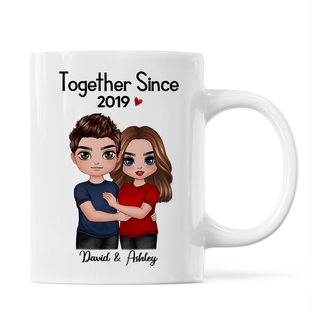 Standing Embracing Doll Couple Valentine's Anniversary Gift For Him Gift For Her Personalized Mug