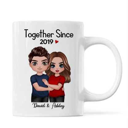 Standing Embracing Doll Couple Valentine's Anniversary Gift For Him Gift For Her Personalized Mug