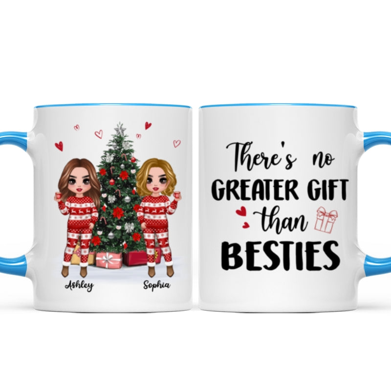 Doll Besties Standing Beside Christmas Tree Personalized Mug