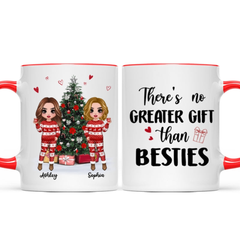 Doll Besties Standing Beside Christmas Tree Personalized Mug