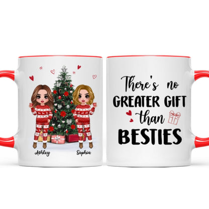 Doll Besties Standing Beside Christmas Tree Personalized Mug