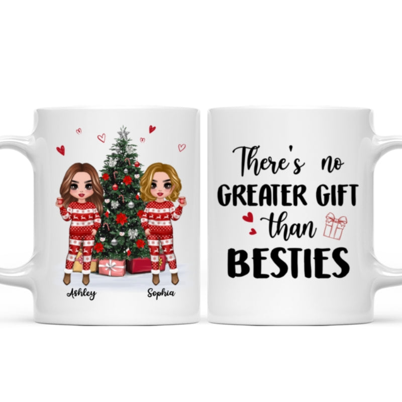 Doll Besties Standing Beside Christmas Tree Personalized Mug