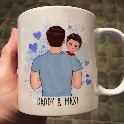 Daddy Grandpa Carrying Kids Watercolor Personalized Mug