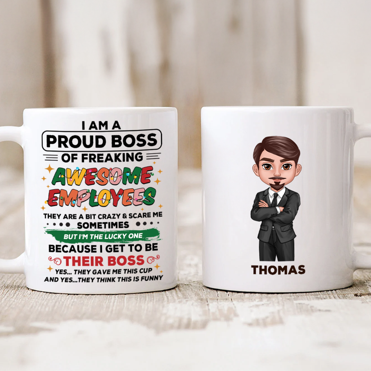 Proud Boss Of Freaking Awesome Employees Personalized Mug, Funny Christmas Gift For Boss