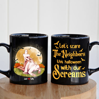 Naughty Couple, Let's Scare The Neighbors, Personalized Coffee Mug, Halloween Gifts For Couple