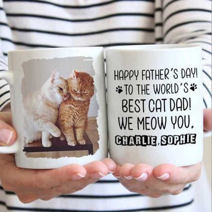 Happy Father's day To The World's Best Dog/Cat Dad - Gift for Dad, Funny Personalized Cat Mug