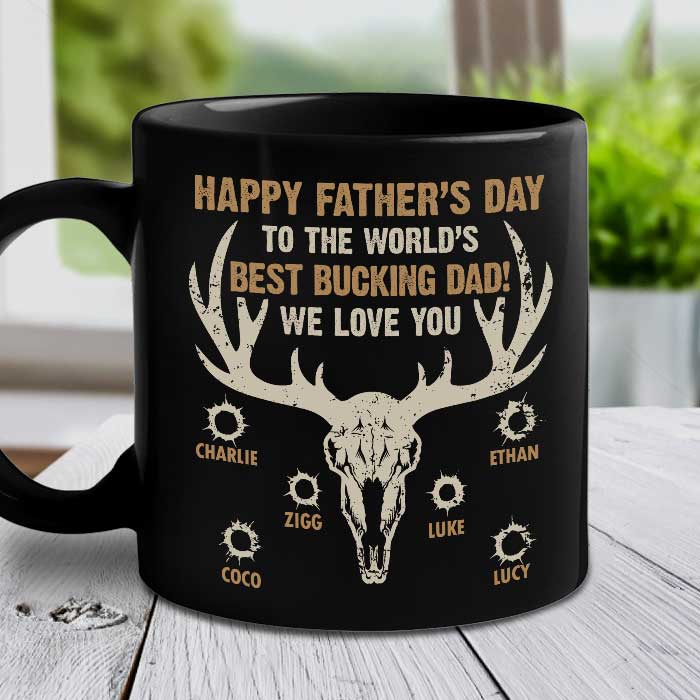 To The World's Best Bucking Dad - Gift For Dad - Personalized Black Mug