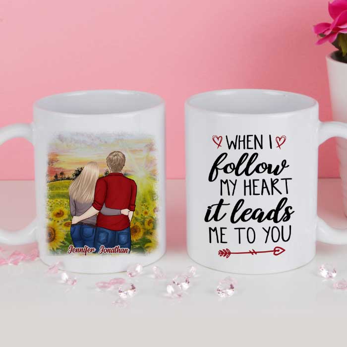 I Follow My Heart And It Leads Me To You - Gift For Couples, Personalized Mug