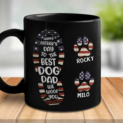 Happy Father's Day To The Best Dog Dad - Gift For Dad - Personalized Black Mug