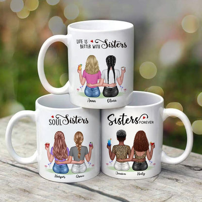 Besties Forever Besties Sisters Back View Personalized Mug