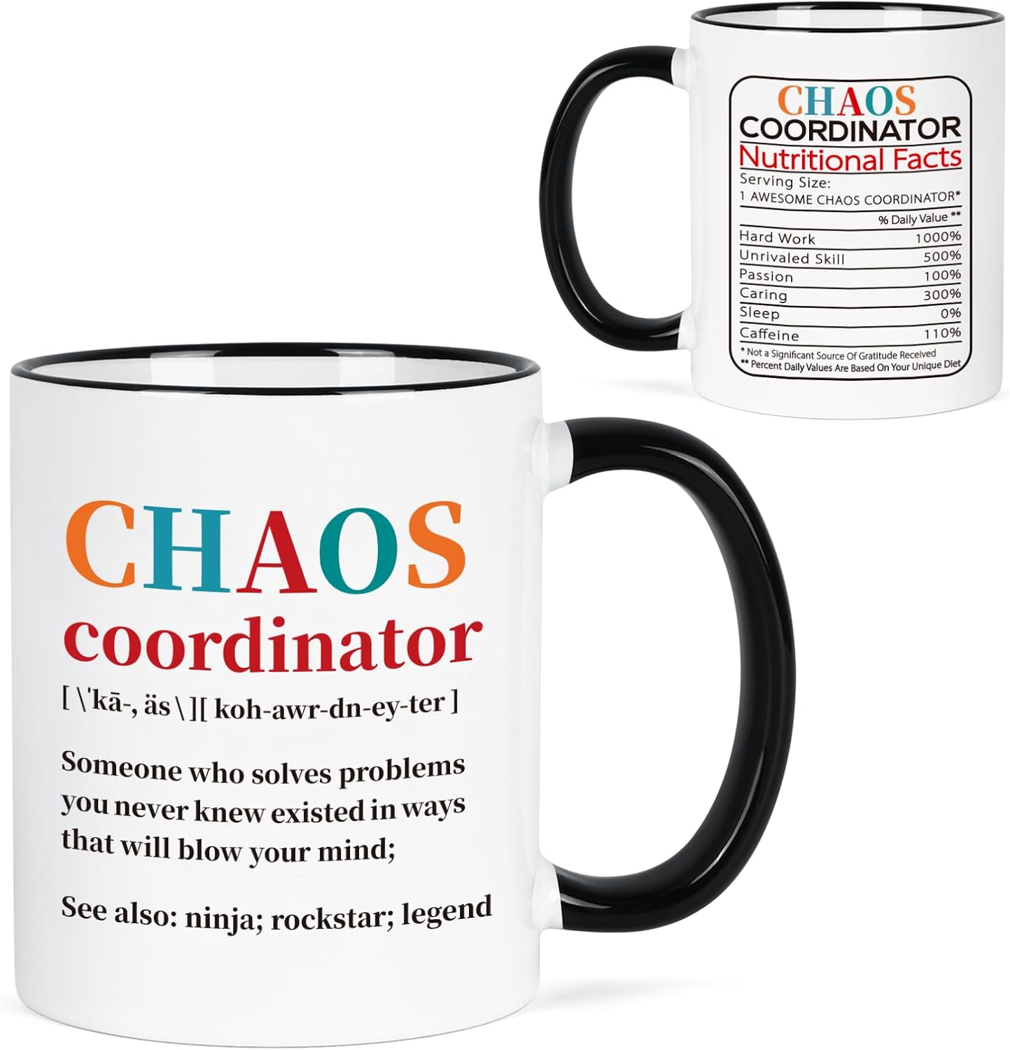 Chaos Coordinator Funny Coffee Mug, Appreciation Gift for Boss Manager Teacher Coworker Nurse Mom, Birthday Christmas Gift