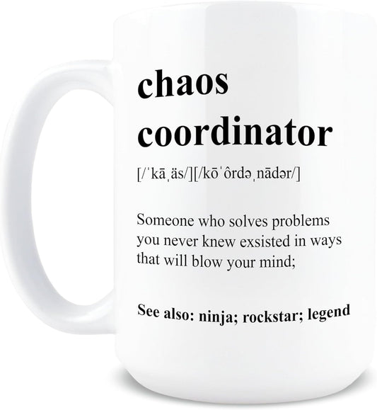Chaos Coordinator Coffee Mug, Funny Gift for Teacher Boss Manager Coworker, Birthday Christmas Appreciation Gift