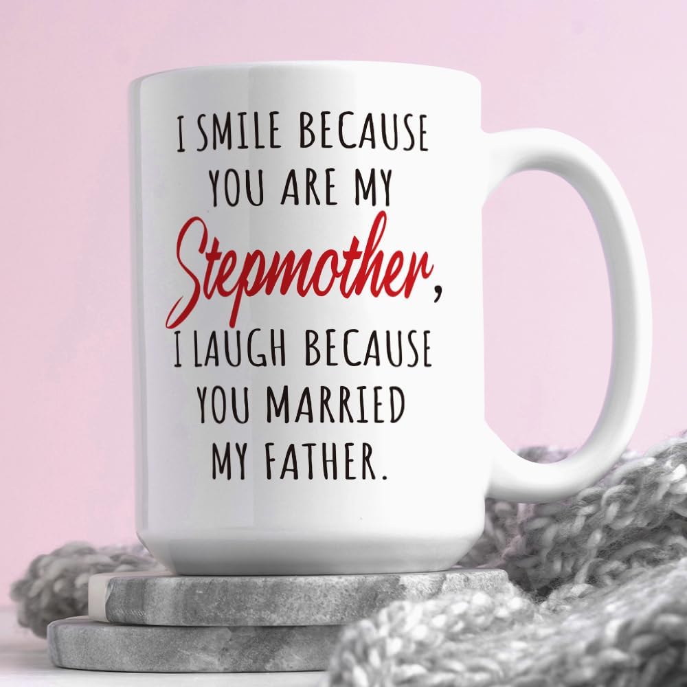 Funny Bonus Mom Coffee Mug Stepmom Gift from Stepdaughter Stepson Birthday Mother's Day Christmas Gift