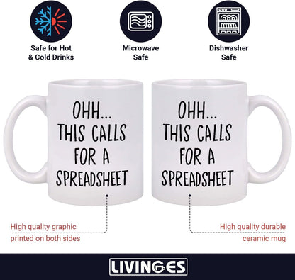 This Calls For A Spreadsheet Funny Coffee Mug, Accountant Excel Humor Gift for Office Coworker CPA, Birthday Christmas Gift