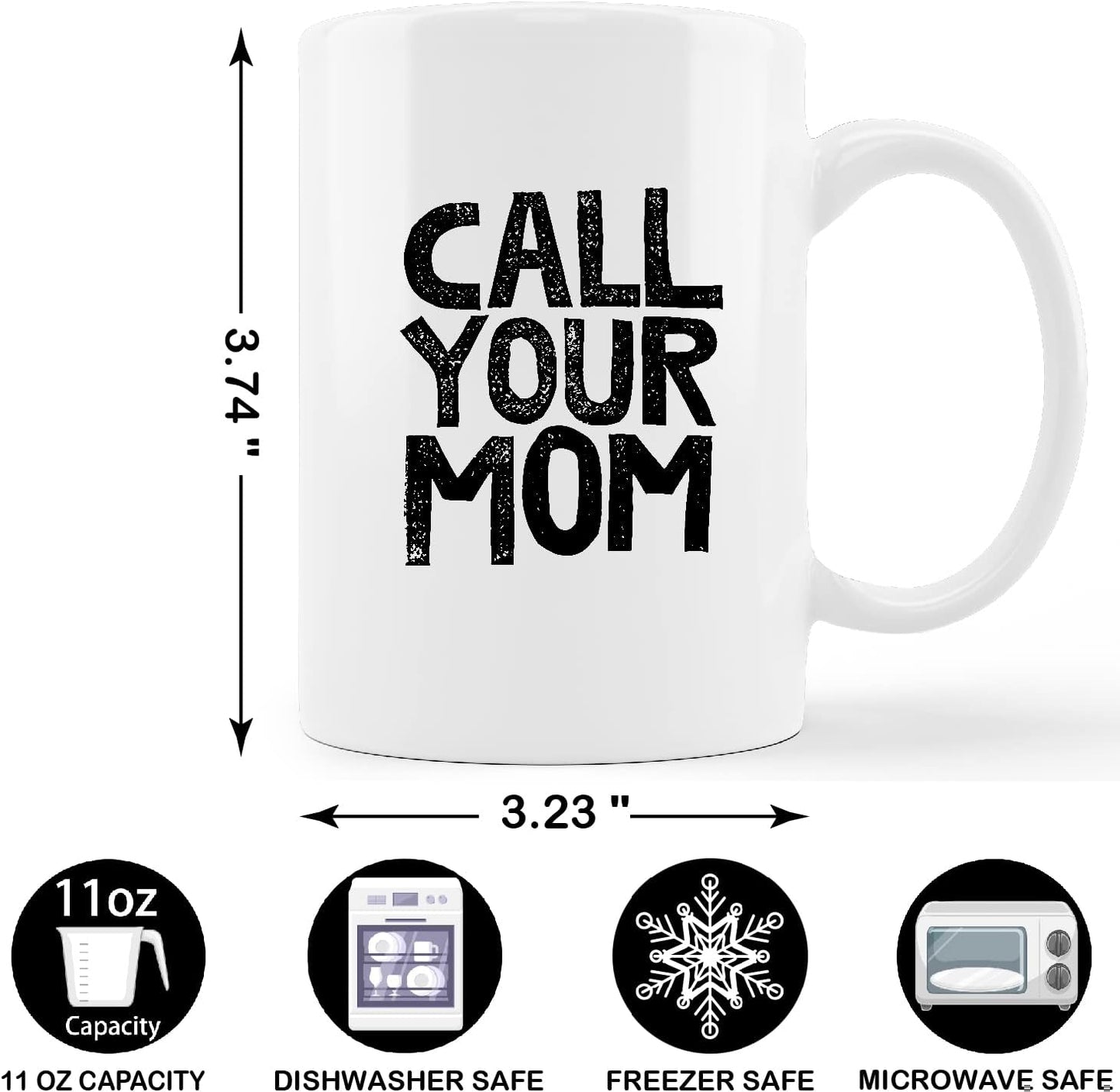 Call Your Mom Funny Coffee Mug, Humor Gift for College Student Friend Coworker, Birthday Christmas Gift