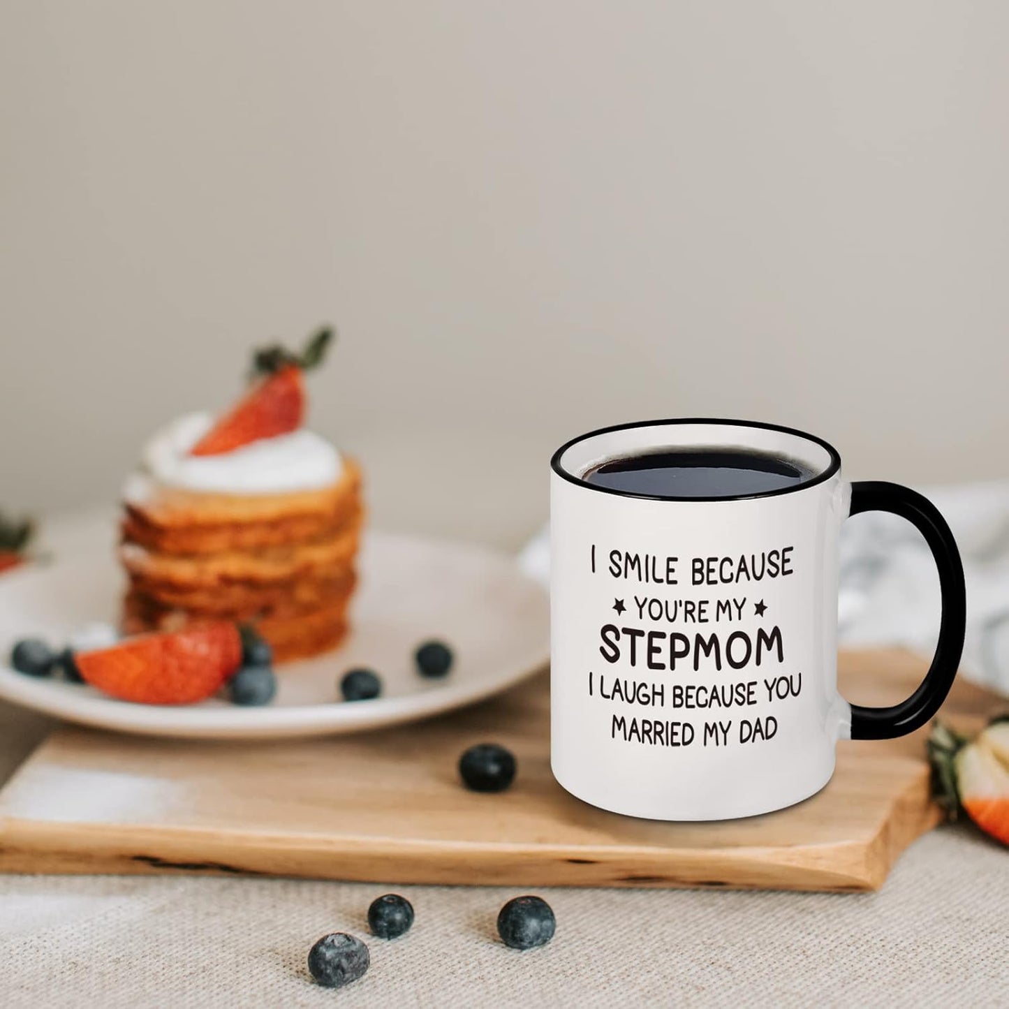 I Smile Because You Are My Stepmom Coffee Mug Funny Bonus Mom Gift from Stepdaughter Stepson Birthday Gift