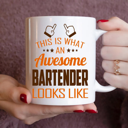 This Is What An Awesome Bartender Looks Like Coffee Mug, Funny Bartender Gift for Work Coworker, Birthday Christmas Gift