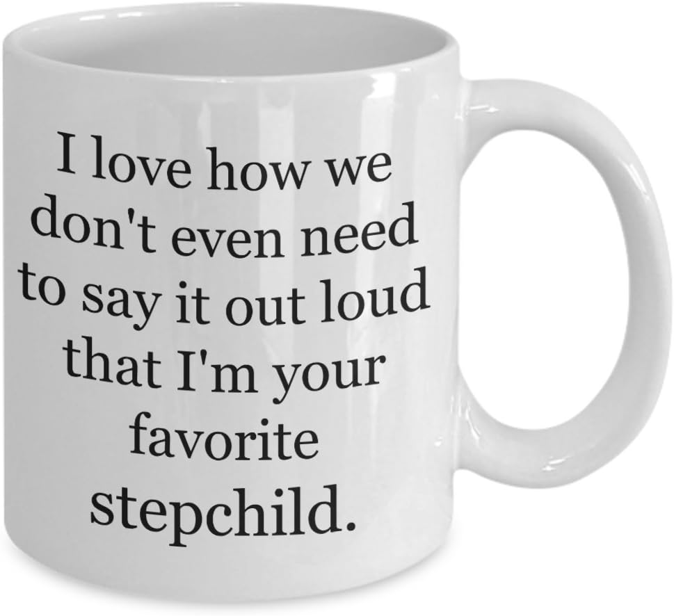 Funny Favorite Stepchild Coffee Mug Gift for Stepmom Stepdad from Stepdaughter Stepson, Mothers Day Birthday Gift
