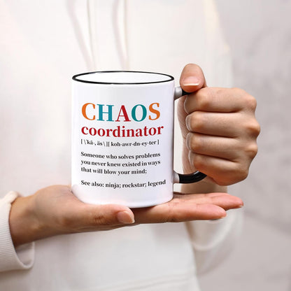Chaos Coordinator Funny Coffee Mug, Appreciation Gift for Boss Manager Teacher Coworker Nurse Mom, Birthday Christmas Gift