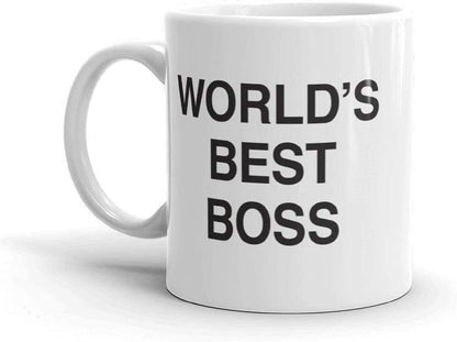 World's Best Boss Coffee Mug, Funny Office Gift for Boss Male Female, Boss Day Birthday Christmas Gift from Coworkers Employees