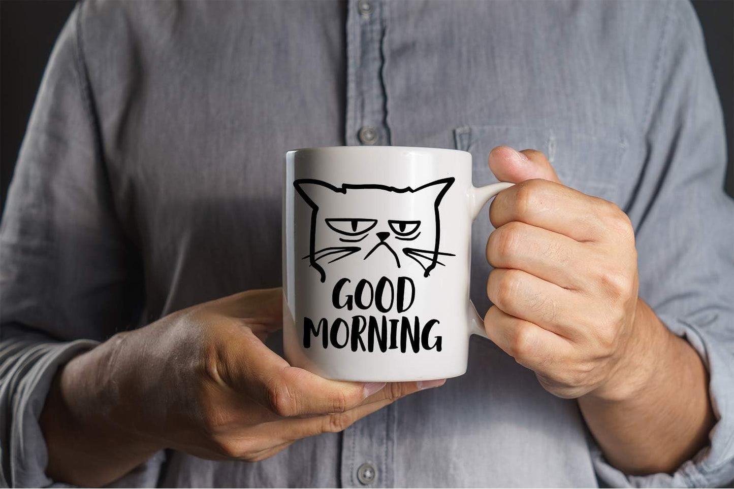 Good Morning Grumpy Cat Coffee Mug Funny Cat Lover Gift for Cat Mom Women Friend