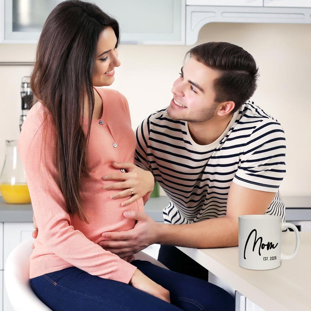 Mom EST 2026 Coffee Mug Pregnancy Announcement Gift for Expecting Mom, First Time Mom Gift