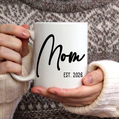 Mom EST 2026 Coffee Mug Pregnancy Announcement Gift for Expecting Mom, First Time Mom Gift
