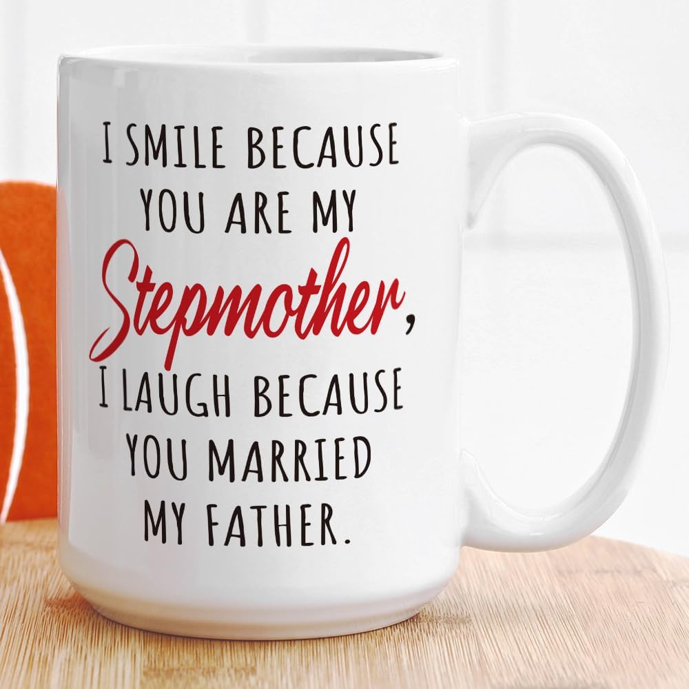 Funny Bonus Mom Coffee Mug Stepmom Gift from Stepdaughter Stepson Birthday Mother's Day Christmas Gift