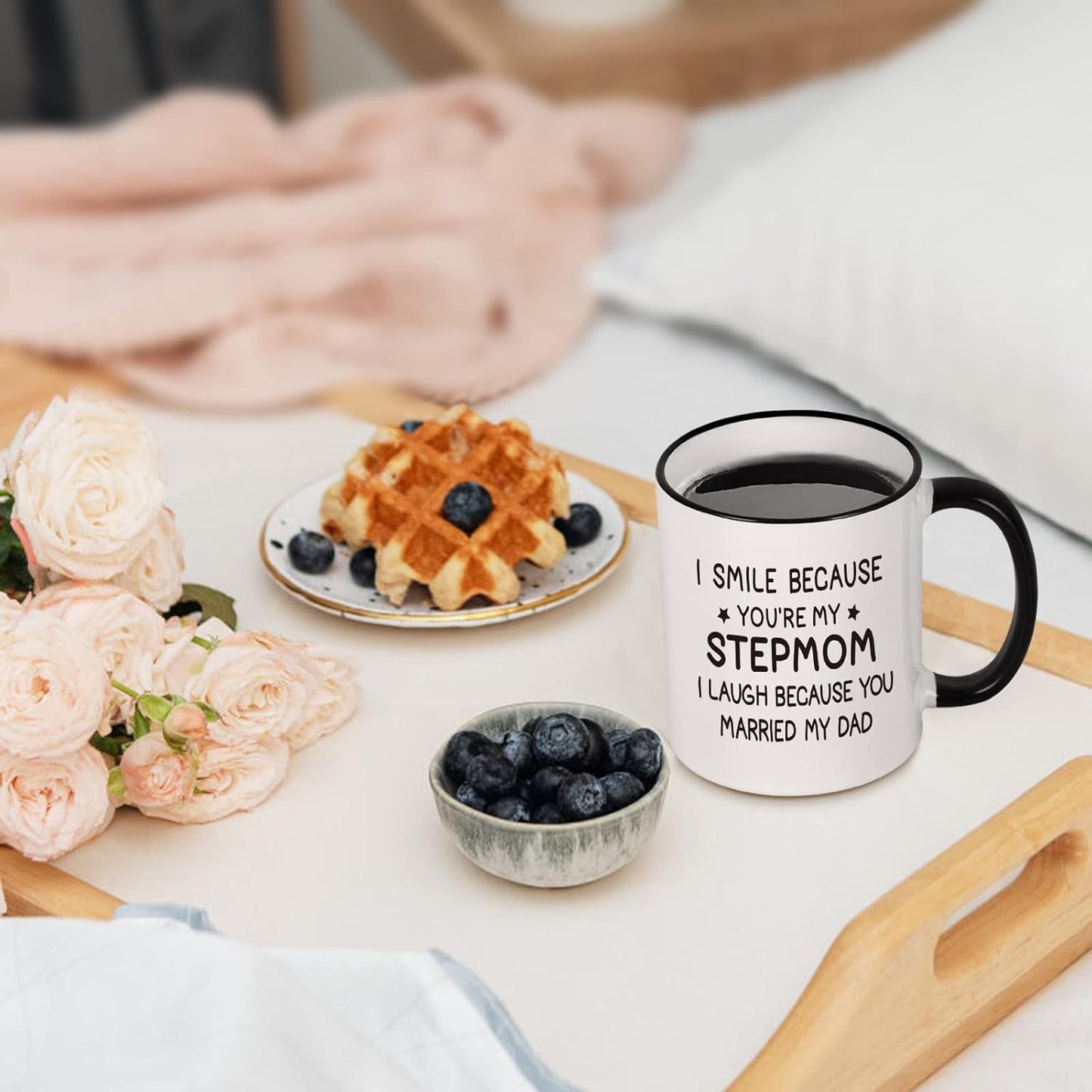 I Smile Because You Are My Stepmom Coffee Mug Funny Bonus Mom Gift from Stepdaughter Stepson Birthday Gift