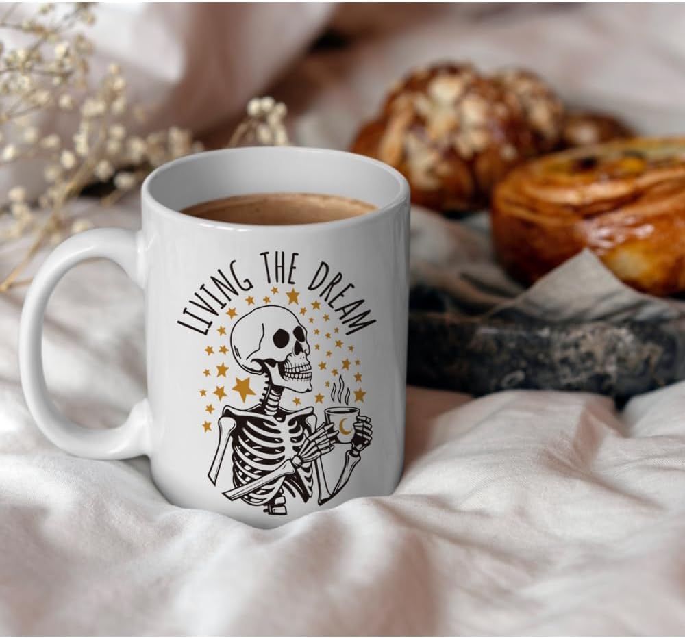 Funny Skeleton Coffee Mug Sarcastic Humor Mug, Gift for Coworker Best Friend Boss, Birthday Christmas Funny Coffee Cup