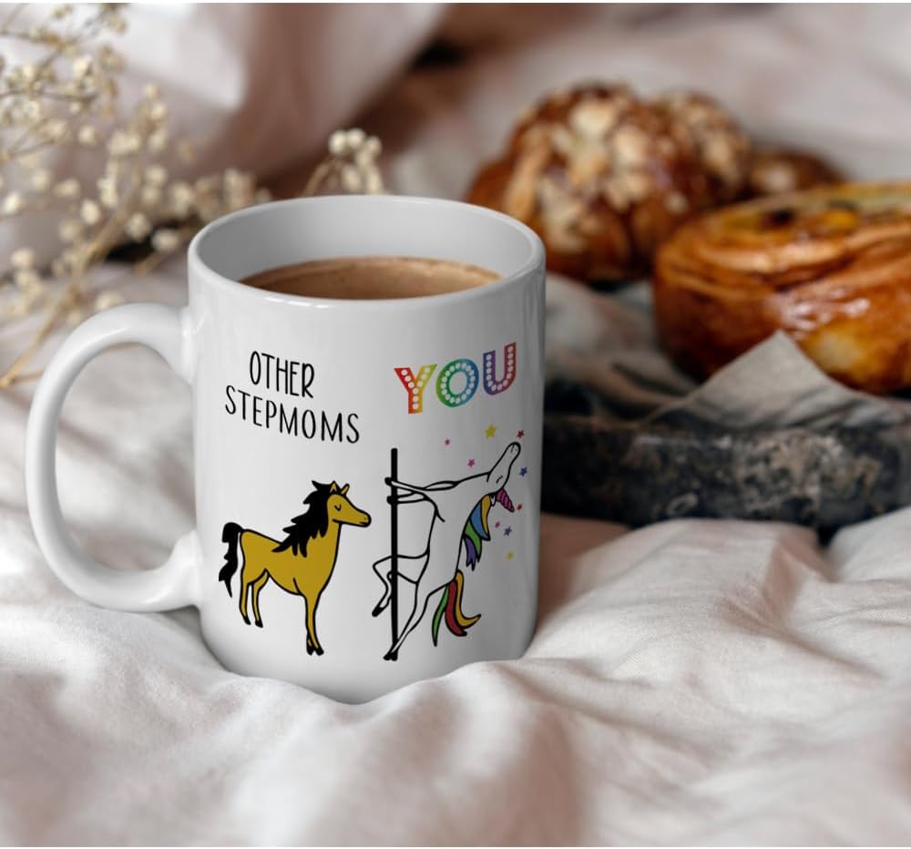 Bonus Mom Coffee Mug Funny Stepmom Gift from Stepdaughter Stepson, Birthday Mother's Day Christmas Gift Idea