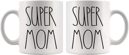 Super Mom Coffee Mug, Best Super Mom Ever Gift for Mother, Mothers Day Birthday Christmas Gift for Mom from Daughter Son Kids