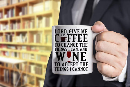 Lord Give Me Coffee To Change The Things I Can Funny Coffee Mug, Inspirational Humor Gift for Friend Coworker Boss Sister