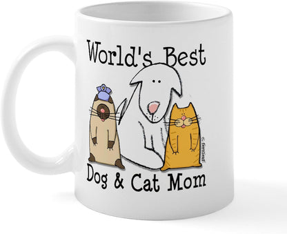 World's Best Dog and Cat Mom Coffee Mug Funny Pet Lover Gift for Dog Mom Cat Mom Women