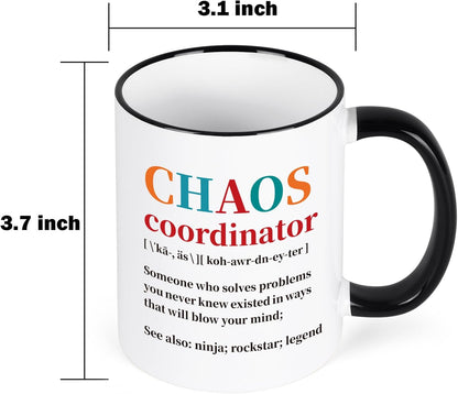 Chaos Coordinator Funny Coffee Mug, Appreciation Gift for Boss Manager Teacher Coworker Nurse Mom, Birthday Christmas Gift