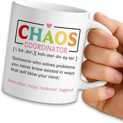 Chaos Coordinator Definition Coffee Mug, Funny Office Gift for Boss Manager Teacher Mom, Birthday Christmas Appreciation Gift