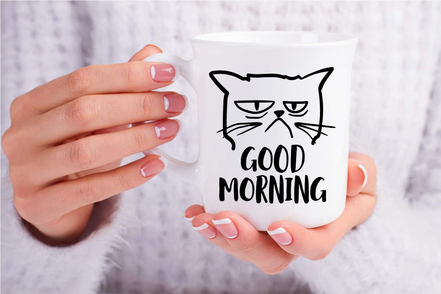 Good Morning Grumpy Cat Coffee Mug Funny Cat Lover Gift for Cat Mom Women Friend