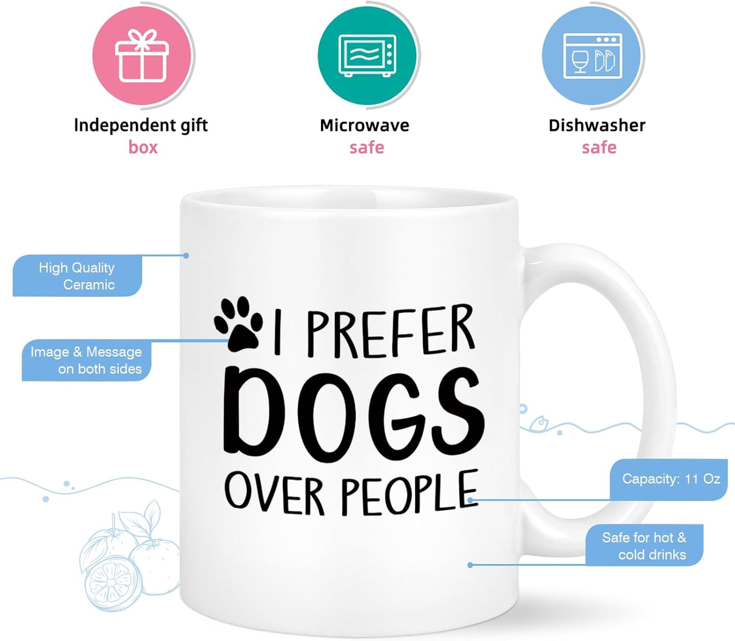 Dogs Over People Coffee Mug Funny Dog Lover Gift for Dog Mom Women Men, Birthday Christmas Gift
