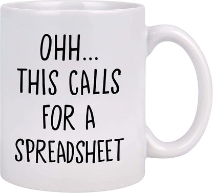 This Calls For A Spreadsheet Funny Coffee Mug, Accountant Excel Humor Gift for Office Coworker CPA, Birthday Christmas Gift