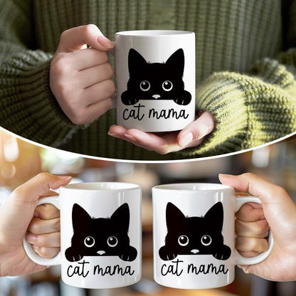 Cat Mama Coffee Mug Funny Cat Lover Gift for Cat Mom Wife Aunt Sister Friend, Mothers Day Birthday Gift