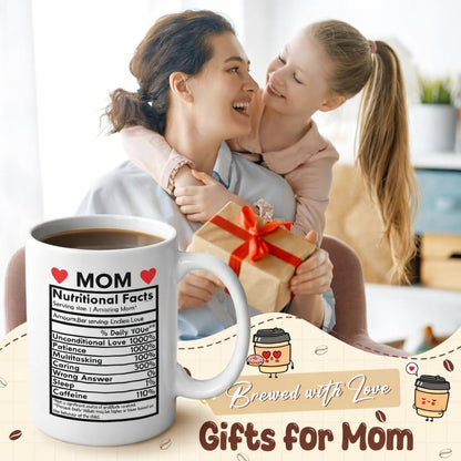 Mom Nutritional Facts Coffee Mug Funny Gift for Mom Grandma Stepmom from Daughter Son Kids Birthday Gift