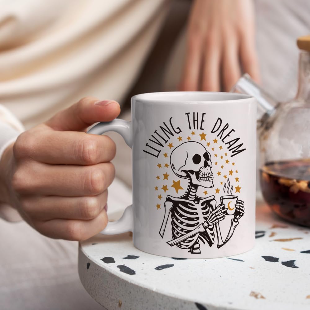 Funny Skeleton Coffee Mug Sarcastic Humor Mug, Gift for Coworker Best Friend Boss, Birthday Christmas Funny Coffee Cup
