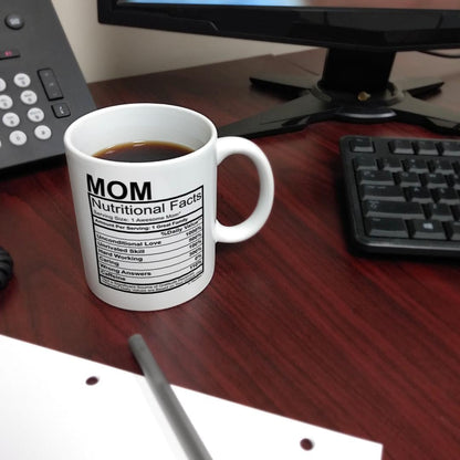 Mom Nutritional Facts Coffee Mug Funny Gift for Mom from Daughter Son Kids Husband, Mothers Day Birthday Gift