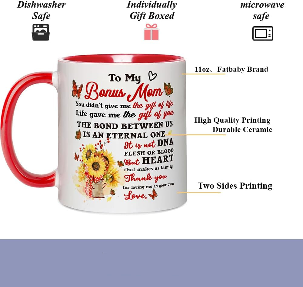 Funny Bonus Mom Coffee Mug Gift for Stepmom from Stepdaughter Stepson Birthday Mother's Day Christmas Gift