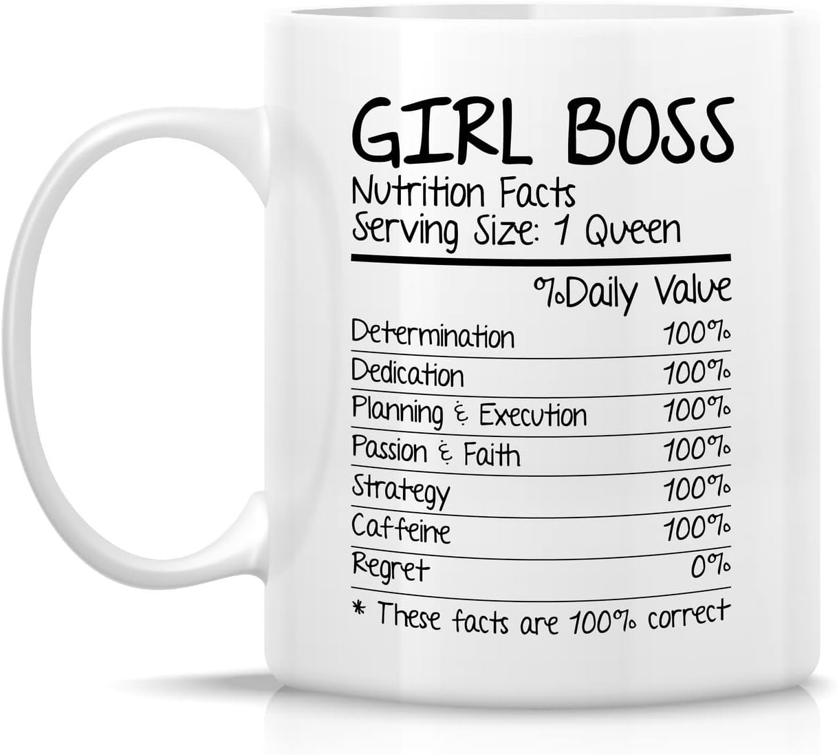 Girl Boss Nutritional Facts Coffee Mug Funny Gift for Boss Lady Friend Coworker Birthday Gift
