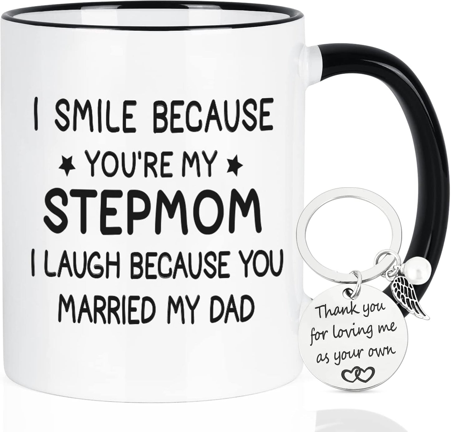 I Smile Because You Are My Stepmom Coffee Mug Funny Bonus Mom Gift from Stepdaughter Stepson Birthday Mother's Day Gift