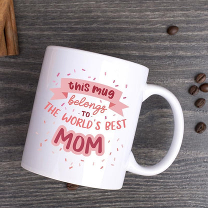 World's Best Mom Coffee Mug, Funny Gift for Mom from Daughter Son Kids Husband, Birthday Mother's Day Christmas Gift Idea