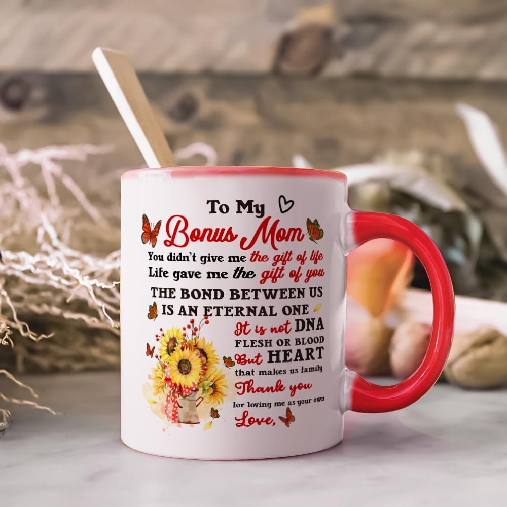 Funny Bonus Mom Coffee Mug Gift for Stepmom from Stepdaughter Stepson Birthday Mother's Day Christmas Gift