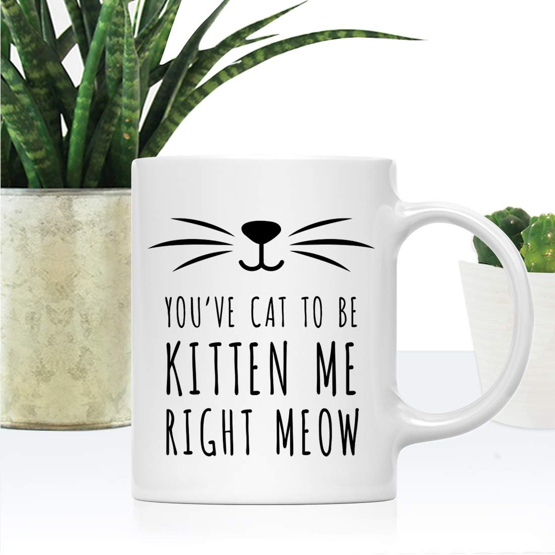 You've Cat to Be Kitten Me Right Meow Coffee Mug Funny Cat Lover Gift for Cat Mom Women Friend, Birthday Christmas Gift